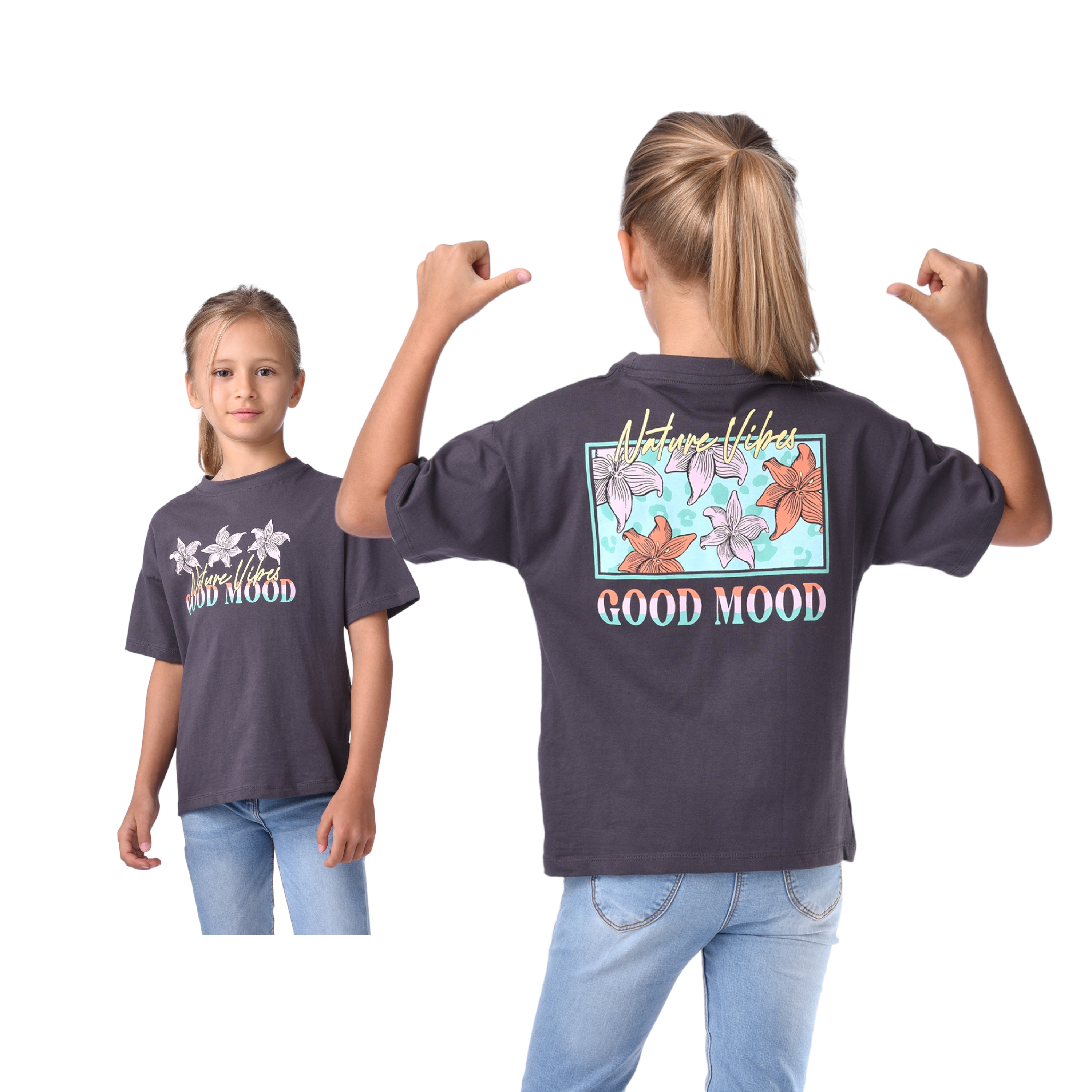 Victor and jane Girls' T-shirt - Grey