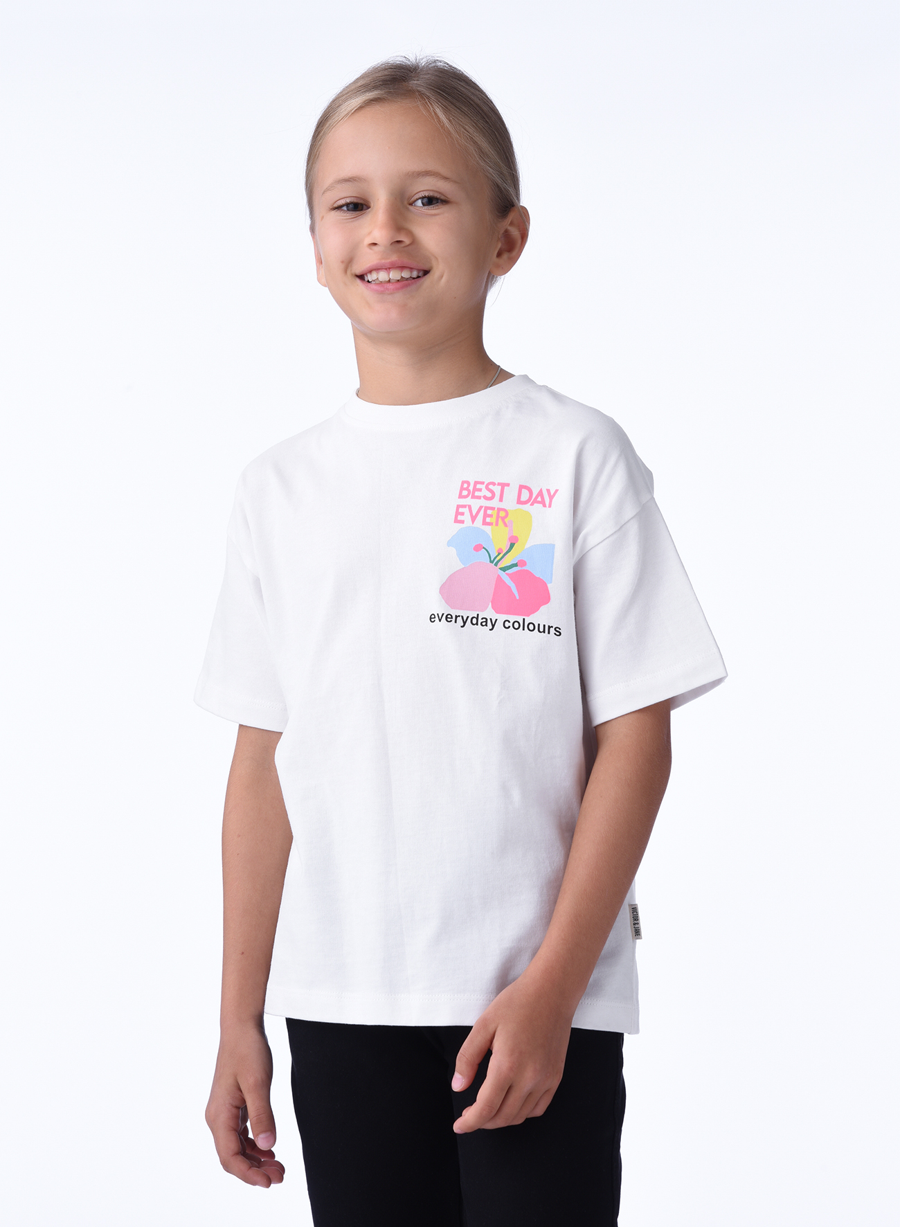 Victor and jane Girls Oversized T-shirt - Offwhite