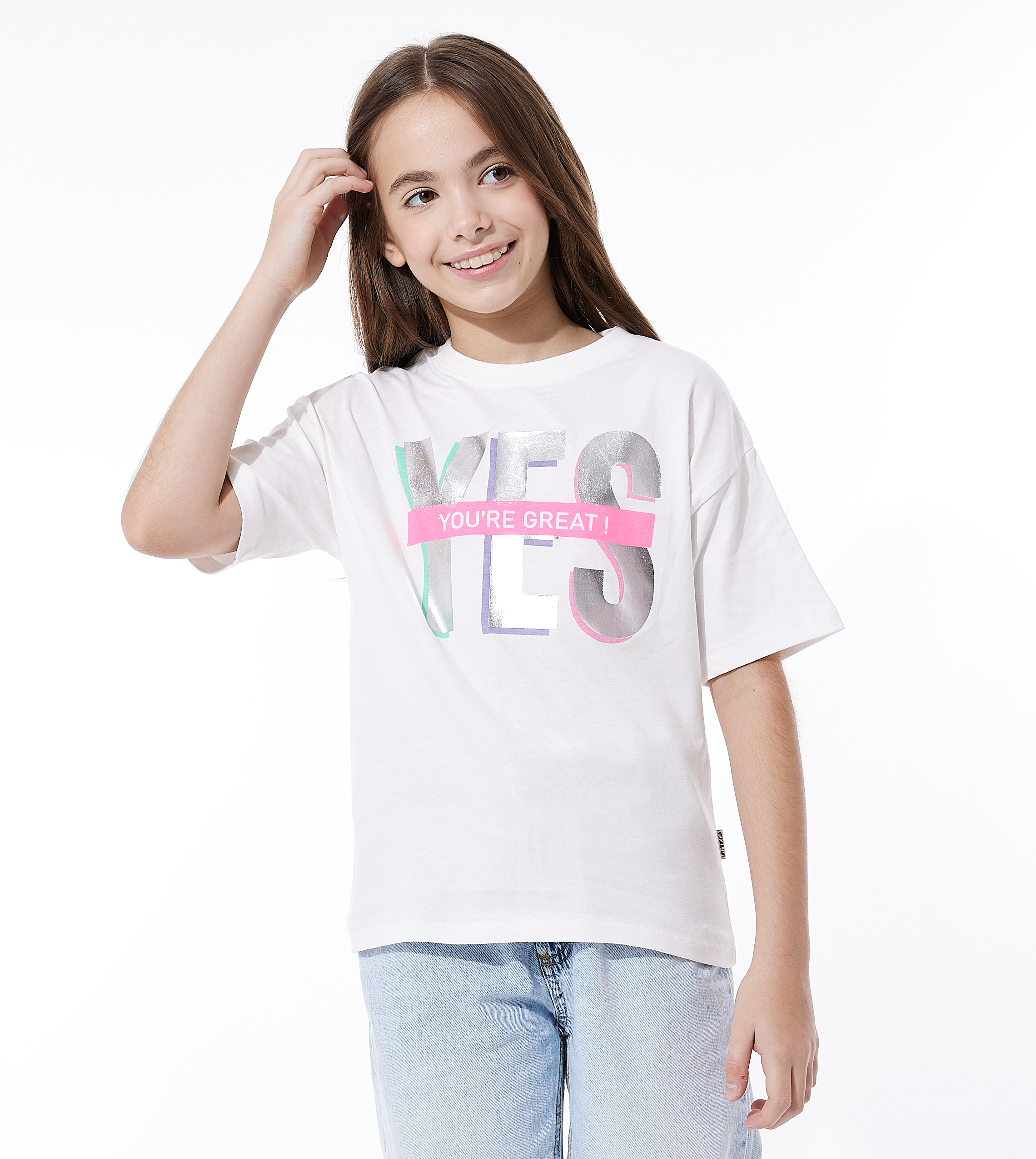 Victor and jane Girls Oversized T-shirt - Offwhite