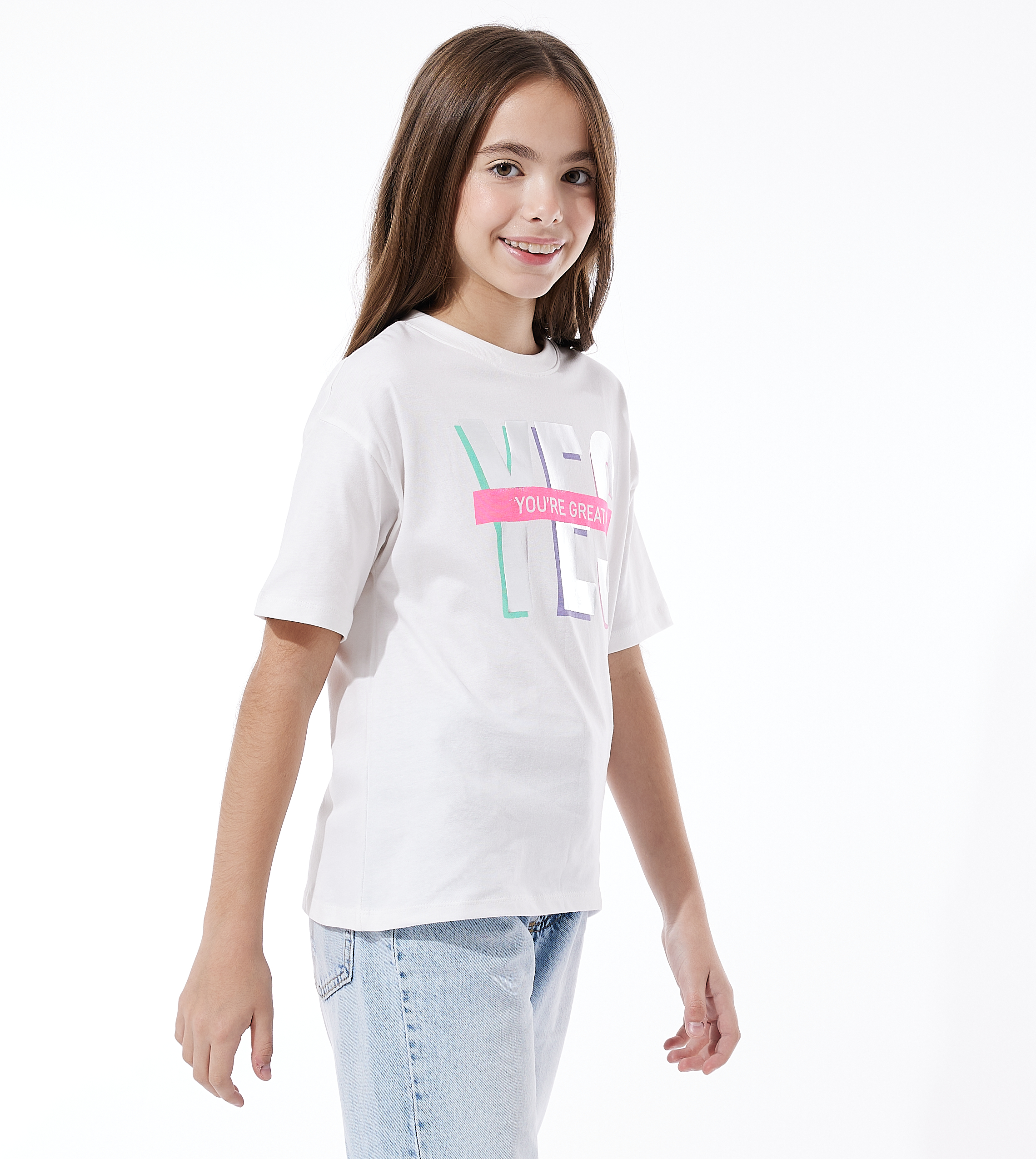 Victor and jane Girls Oversized T-shirt - Offwhite
