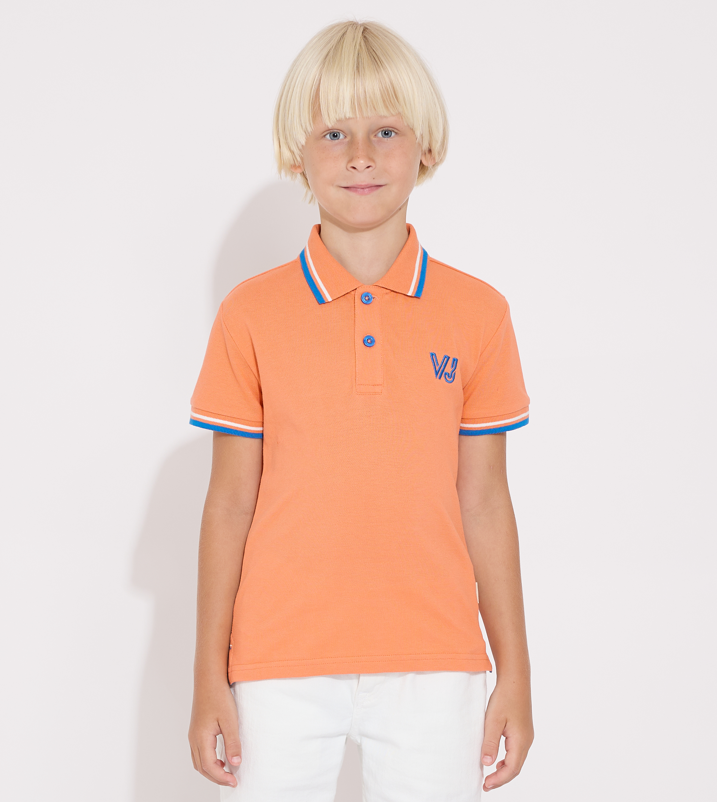 Junior Boys Solid -Polo T-shirt - Coral