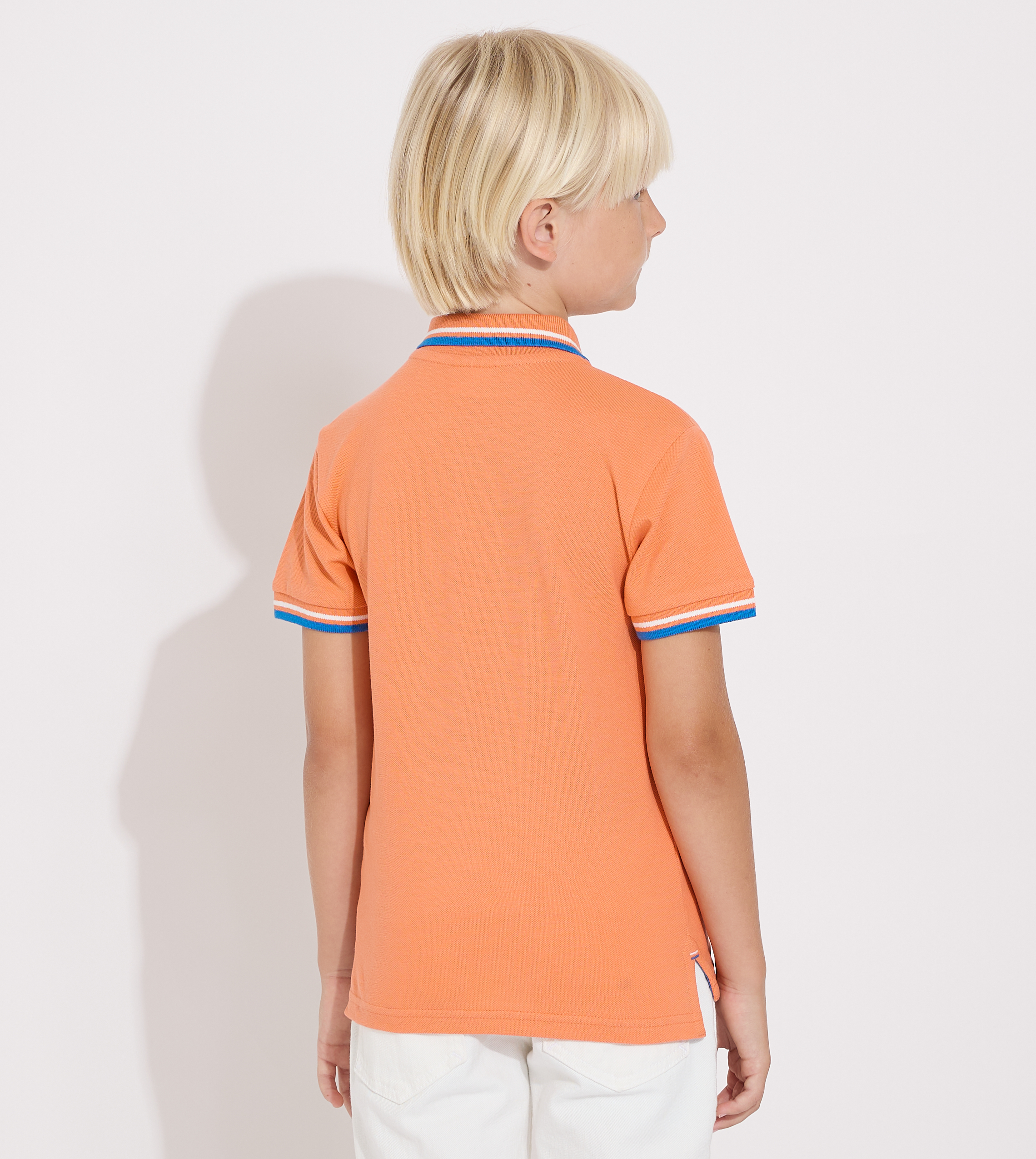 Junior Boys Solid -Polo T-shirt - Coral