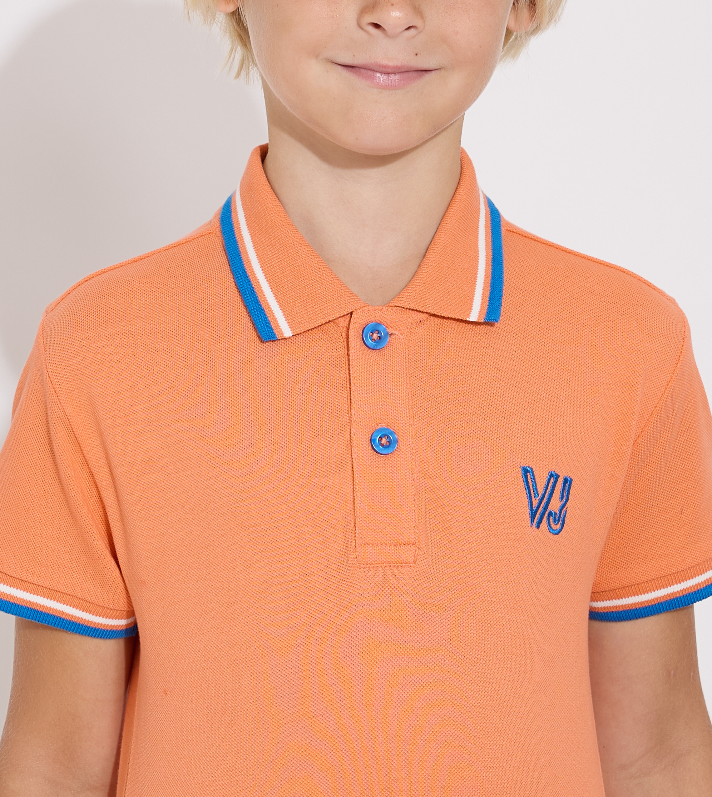 Junior Boys Solid -Polo T-shirt - Coral