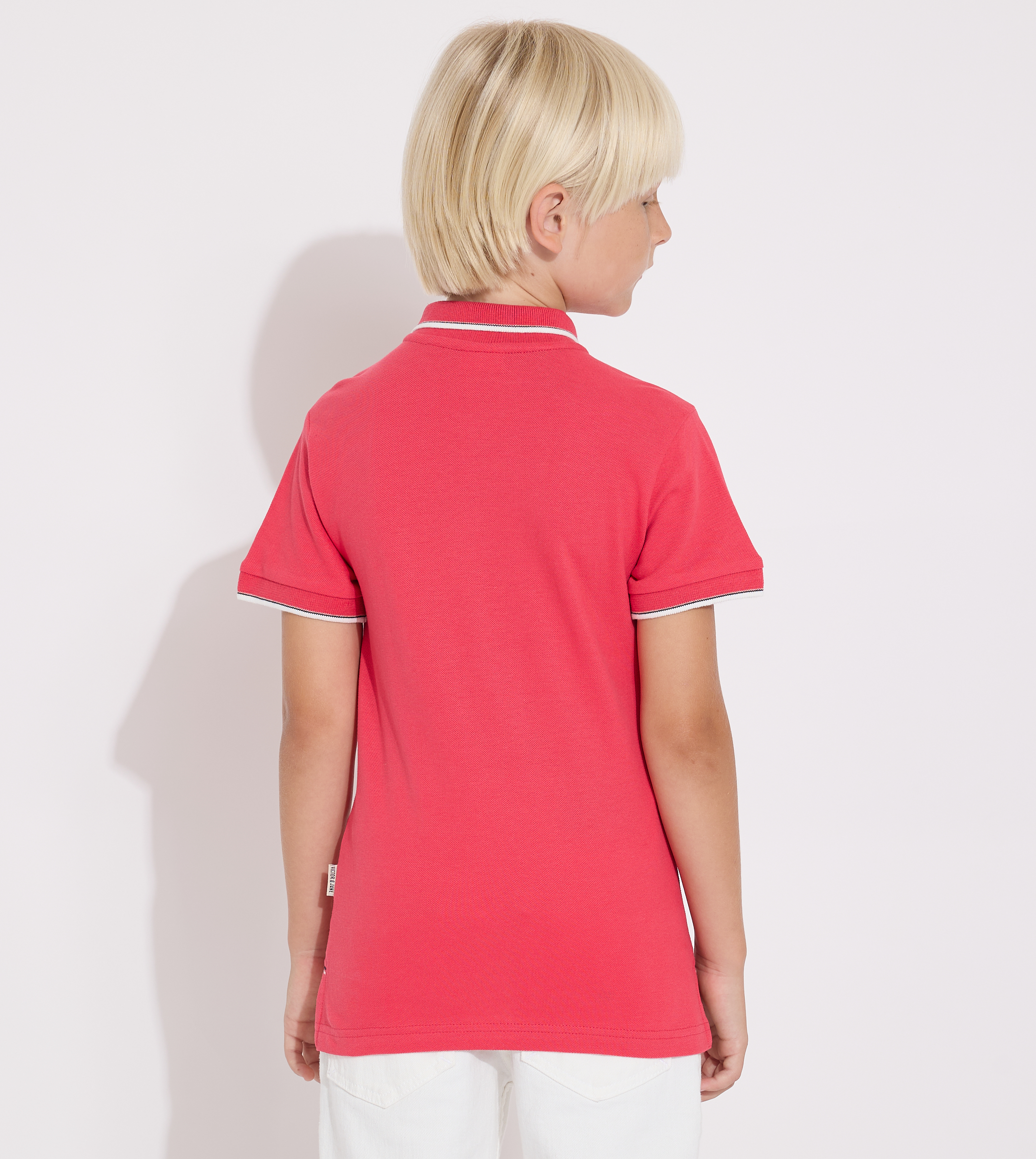 Junior Boys Solid -Polo T-shirt - Fuschia