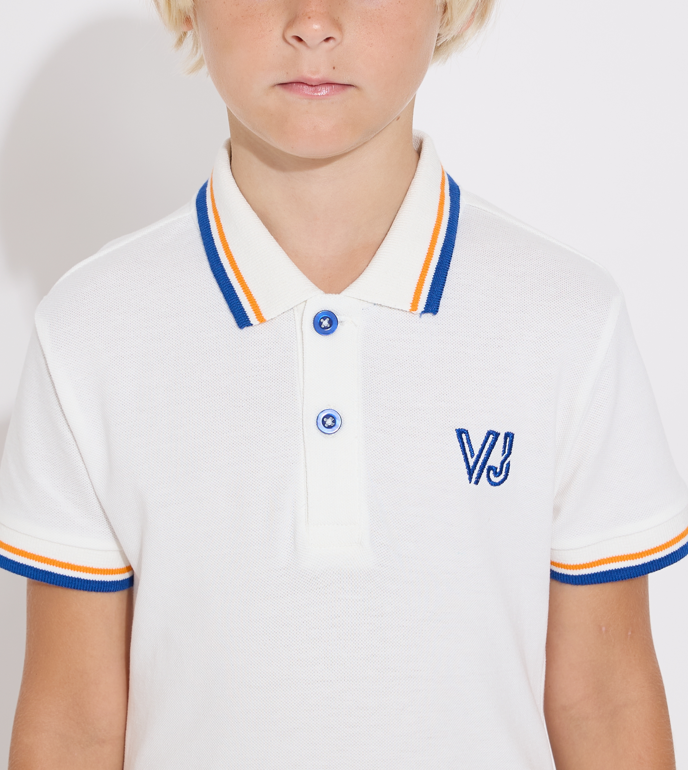 Junior Boys Solid -Polo T-shirt - Off-White
